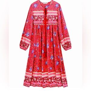 Floral red summer dress